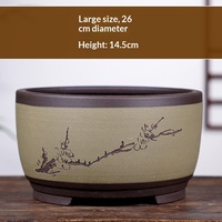 Pot de fleurs en sable violet pour plantes succulentes, de grande, moyenne et petite taille, en forme de tambour, style chinois simple, respirant, pour jardinage domestique, pot vert