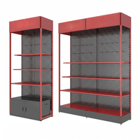 Lemari Display Ritel Pegboard dengan Rak Gantungan dan Penyimpanan Bawah untuk Toko Perkakas