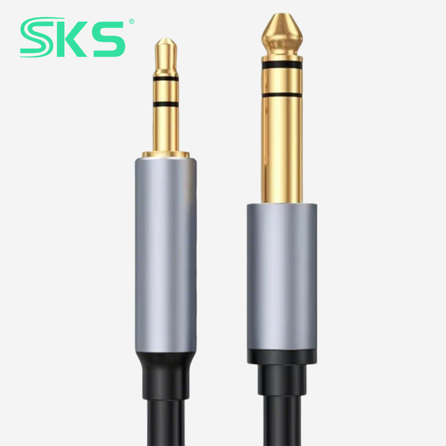 Gold Plated 3.5mm to 6.35mm Stereo Audio Cable 1/8 to 1/4mTRS Instrument Cable for Guitar Mixer Headphone
