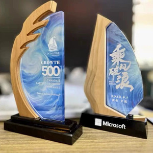 Trofeo de placa de premios de <span class=keywords><strong>cristal</strong></span> de madera popular con base negra - Product Image 4