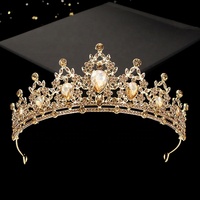 Vintage Smaragd Mehrfarbige Strass-Legierung Krone mit Goldblatt-Design Moderne Prinzessinnen-Tiara für Damen Hochzeit Geburtstag Party Haarschmuck