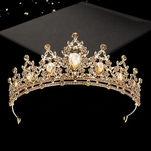 Corona de Aleación con Pedrería Multicolor Esmeralda Vintage, Diseño de Hoja de Oro, Tiara Moderna de Princesa para Mujer, para Boda, Cumpleaños, Fiesta - Product Image 6