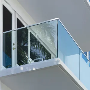 Pagar Kaca Balkon Balustrade Balkon Decking Populer Pegangan Tangan Kaca Kanal U Aluminium