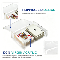 Boîte de rangement de luxe transparente en acrylique pour cartes à jouer, organisateur de cartes de poker pour jeux à domicile avec couvercle et deux compartiments