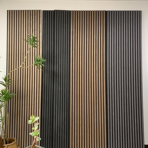 <span class=keywords><strong>Panneau</strong></span> acoustique ignifuge écologique avec finition en placage de bois naturel, design moderne pour la décoration murale de télévision et l'isolation acoustique - Product Image 1
