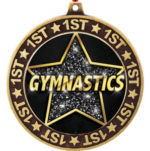 Noble 1ère place médaille de gymnastique violet gymnaste Silhouette <span class=keywords><strong>diamant</strong></span> clouté étoile centrale et 1ST Accents - Product Image 2