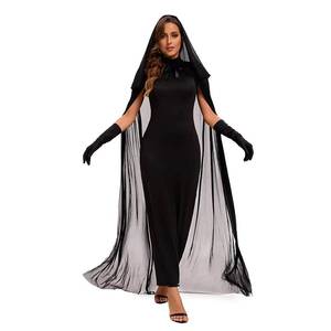 Disfraz de Bruja Vampiro para Halloween, Vestido de Maga Fantasma con Capa de Malla, Traje para Actuación Escénica y Mascarada - Product Image 1