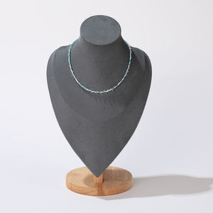 Usine En Gros Velours Bijoux Affichage Buste Gris Crème Vert Collier Stand avec Base En Bois pour Exposition - Product Image 3