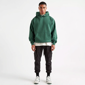 100 Cotton 380gsm Fleece Hoody Sweatshirt Boxy Fit Hoodies No <b>String</b> Pocket Men Hoodies - Product Image 1