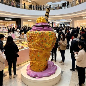 Statue en résine sculptée en forme de cornet de glace avec des confettis et une couche de chocolat, décoration artistique pour la maison - Product Image 6