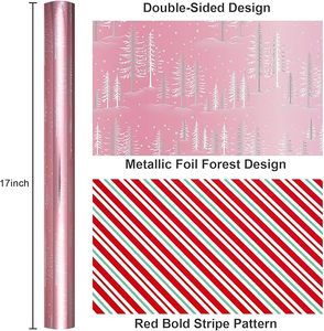 Elegant pink double-sided diagonal check pattern silver <b>glossy</b> Christmas tree pattern aluminum-coated <b>paper</b> wrapping <b>paper</b> - Product Image 2