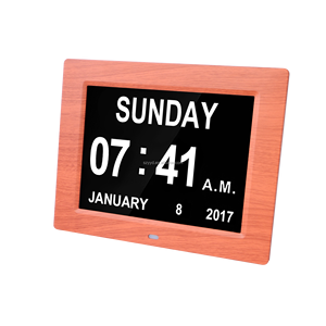 Nhà Máy Gỗ Hiệu ứng 8 Inch Kỹ Thuật Số Lịch Ngày Đồng Hồ Thông Minh Máy Tính Để Bàn Kỹ Thuật Số Đồng Hồ Báo Thức Với Lịch Khung Ảnh Kỹ Thuật Số - Product Image 2
