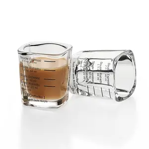 Kaca Espresso dengan skala Hitam 60 ml Mini gelas pengukur Espresso gelas Shot untuk cairan zat kering
