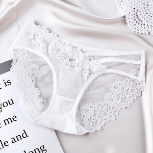 Culottes sexy transparentes à double bretelle en dentelle florale pour femmes, taille mi-haute, lingerie évidée, sous-vêtements respirants – Vente en gros - Product Image 6