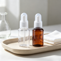 Flacon compte-gouttes en plastique PET ambré de 25 ml et 35 ml pour huile essentielle et sérum, bouteilles en plastique pour emballage cosmétique