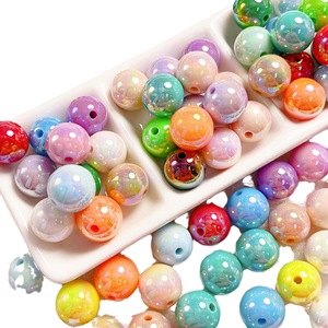 16mm UV màu mạ thẳng lỗ tròn hạt Bubblegum Chunky Loose hạt cho Vòng Cổ Vòng đeo tay đồ trang sức làm - Product Image 5