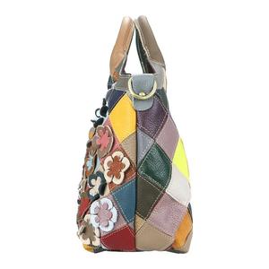 Sac à main AndoBag pour femmes, sacs fourre-tout en cuir véritable, grande capacité, sac à bandoulière à carreaux avec surpiqûres colorées 1730 - Product Image 4