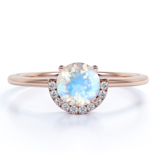 Rose Gold Rainbow Moonstone &amp; Topaz Dancing Fairy <strong>Ring</strong> <strong>Stack</strong> 925 Sterling Silver OEM <strong>Ring</strong> - Product Image 4