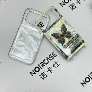 Coque de téléphone Coquette Bow pour <span class=keywords><strong>iPhone</strong></span> tous modèles et Android, dos transparent brillant, bord ondulé mignon, antichoc, vente en gros OEM - Product Image 2