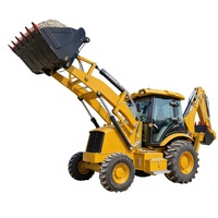 Chargeuse-pelleteuse multifonctionnelle 4x4 avec pelle avant et excavatrice arrière pour usage agricole et de construction