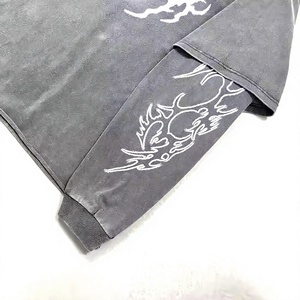 Sweat-shirt surdimensionné pour homme, gris, imprimé dragon, col rond, tricoté en polyester, vêtement décontracté pour l'automne - Product Image 5