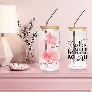 Transferts UV personnalisés pour tasses de 16 oz, 4 feuilles, motifs floraux, citations inspirantes, versets bibliques, cadeaux chrétiens, imperméables, à frotter - Product Image 2