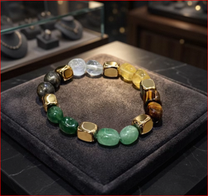 NOBLESTONE GEMS สร้อยข้อมือแม่เหล็กดูดเงิน หินธรรมชาติ ลูกปัดคริสตัล ของขวัญหลากสี สำหรับทุกเพศ - Product Image 4