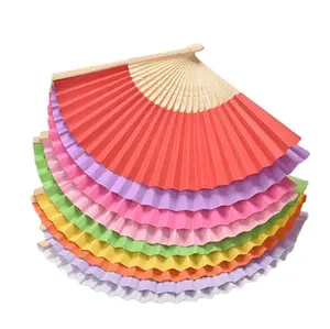 Handgemaakte 21Cm Bamboe Handfans Weddi Op Maat Bedrukt Papier Zijde Stof Hand Opvouwbare Ventilator Voor Bruiloft/Cadeau/Promotie En Evenement