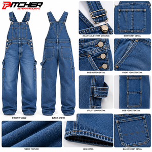 Salopette de travail en jean gris personnalisée avec genoux renforcés pour les marques de vêtements de travail en marque blanche - Product Image 6