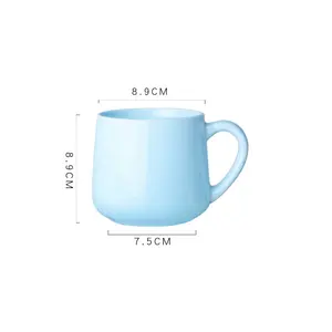 Tazza da caffè stampabile in ceramica blu tazza da latte per colazione Oem in gres smaltato tazza in ceramica cupgres