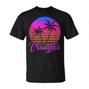 Camiseta de viaje vintage de Visayas, Filipinas, diseño tropical de palmeras al atardecer, unisex, talla para adultos - Product Image 2