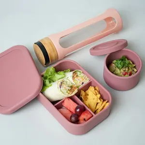 Caixa de silicone portátil para almoço, caixa selada para frutas e escola infantil de 100% graus alimentar
