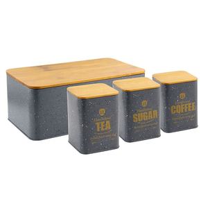 Mostrador de cocina de madera negra personalizado, acero inoxidable, contenedor de metal para pan, <span class=keywords><strong>caja</strong></span> de pan de bambú con <span class=keywords><strong>tapa</strong></span> - Product Image 3