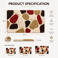 Alfombra de Baño Moderna con Diseño de Guijarros, Antideslizante, Absorbente, Geométrica 3D, Ecológica, para Hogar y Hotel