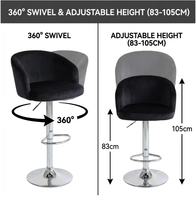 Chaise de bar pivotante en velours pour restaurant, comptoir de bar, mobilier de salle à manger, avec base et dossier personnalisables, chaise haute simple