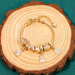 New Hot-Selling DIY Beading Charm Alloy Rose Gold Jewelry Ins Fashion Cartoon-Style Capybara <b>Bracelet</b> Wholesale for Gift - Product Image 2