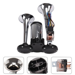 FARBIN klaxon d'air pour camion, klaxon de Train pour voiture klaxon de camion avec compresseur 12v cornes d'air fort double trompette Chrome - Product Image 3