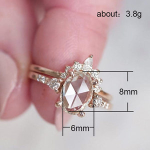 Elegante anello con pietra ovale per donna, design scintillante intarsiato, gioielli alla moda in tonalità rosa - Product Image 6