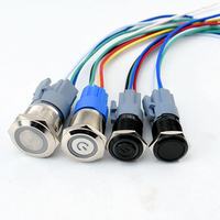 Interrupteur à bouton poussoir momentané LED 16/19/22 MM Interrupteur à verrouillage métallique étanche 12V-24V 1NO Combinaison de commutateur Max. 250V