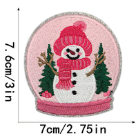 Patchs thermocollants de Noël roses, appliques brodées mignonnes de Noël, patchs à coudre bonhomme de neige et flocon de neige pour vêtements, chapeaux, décoration DIY