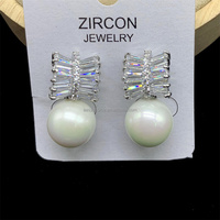 2014 nuevo diseño de concha de moda pendientes de lujo elegante estilo de boda al por mayor pendiente de zircon