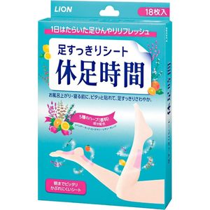 Hecho en Japón, Lion Kyusoku Jikan, Paquete de 18 Hojas Refrescantes para Pies con Mentol y 5 Hierbas, Lavanda, Cuidado de los Pies, Venta al por Mayor - Product Image 1