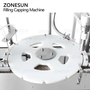 ZONESUN ZS-AFC30 Servo kepala ganda Motor otomatis Volume kecil kosmetik cat kuku Monoblock Rotary mengisi mesin Capping