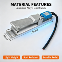Pédale de commande électrique industrielle momentanée en aluminium avec câble en caoutchouc de 1 m pour machines de sablage Born Machinery AC/DC