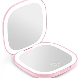 Miroir de maquillage compact portable à double face rechargeable avec éclairage LED, miroir cosmétique lumineux à main pour les voyages - Product Image 4