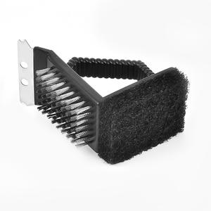 Cepillo para Barbacoa 3 en 1 de Acero Inoxidable con Ángulo Recto, para Limpieza de Parrillas y Rejillas de Camping, Palo Triangular Duradero de Acero Inoxidable - Product Image 4