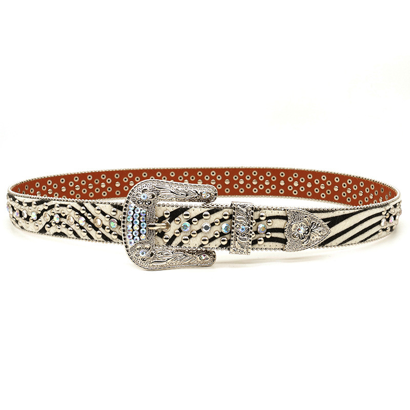 Zebra Rhinestone Belt - Stylish & Eco-Friendly Designer Belt display picture 1