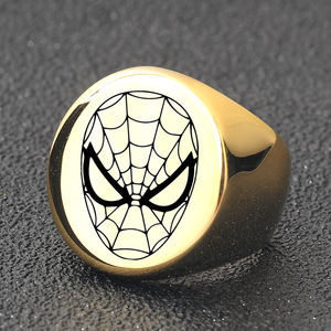 Anillo redondo <span class=keywords><strong>de</strong></span> acero inoxidable con grabado láser para hombre y mujer, anillo periférico para televisión, máscara <span class=keywords><strong>de</strong></span> Spiderman - Product Image 3