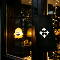 Lampe de nuit LED en forme de fantôme avec logo personnalisé, alimentée par énergie solaire, IP55, lumière décorative vintage pour bibliothèque, lanterne 3D noire