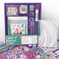 Ensemble de papeterie pour enfants DIY JOUNARY SET, boîte-cadeau de planificateur/journal violet, autocollants pour scrapbooking